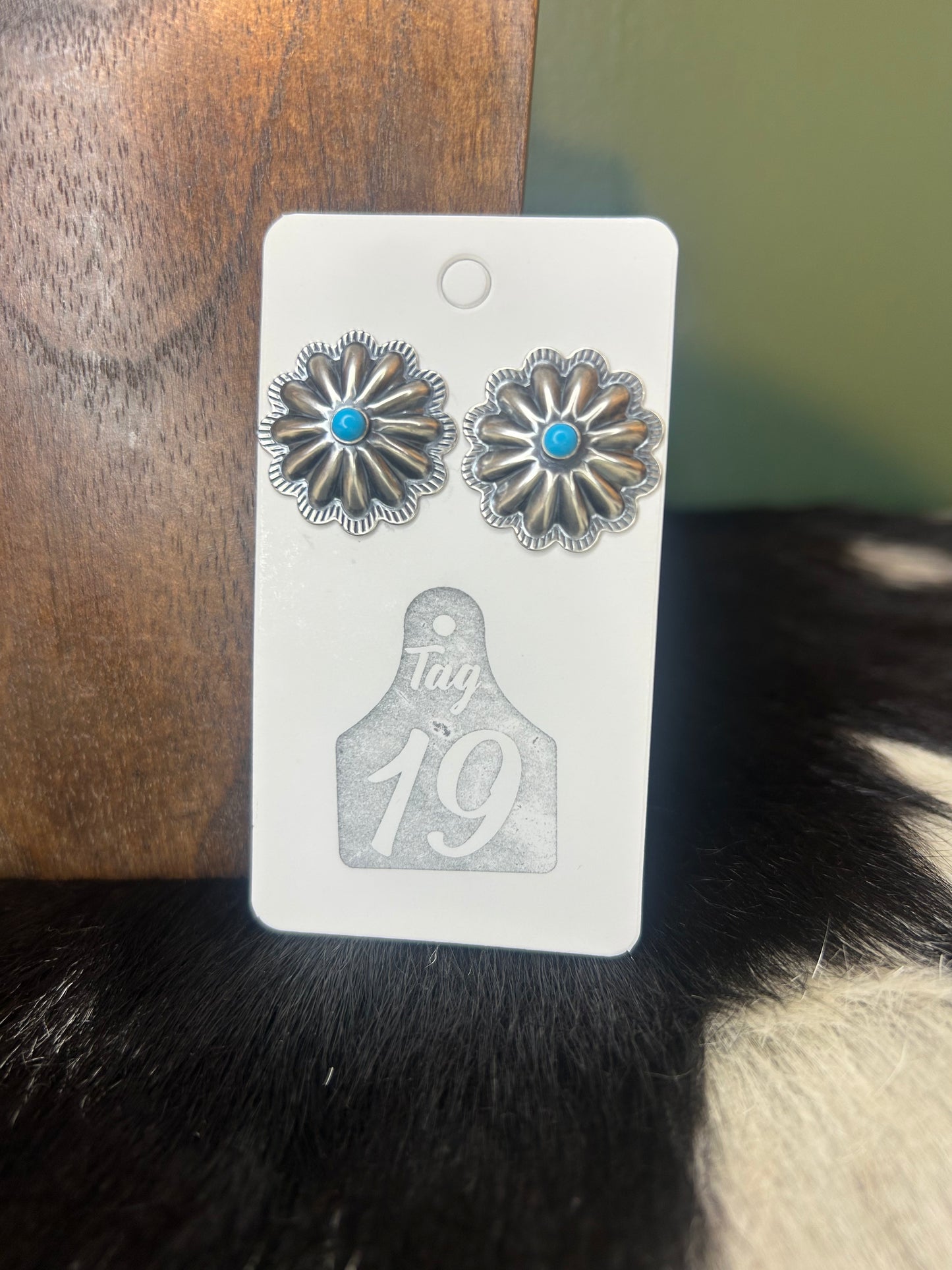 Concho Stud with Turquoise Earring
