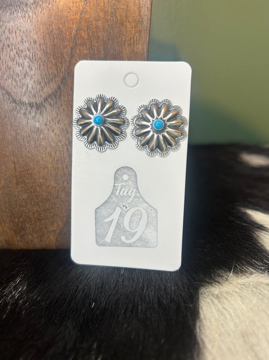 Concho Stud with Turquoise Earring