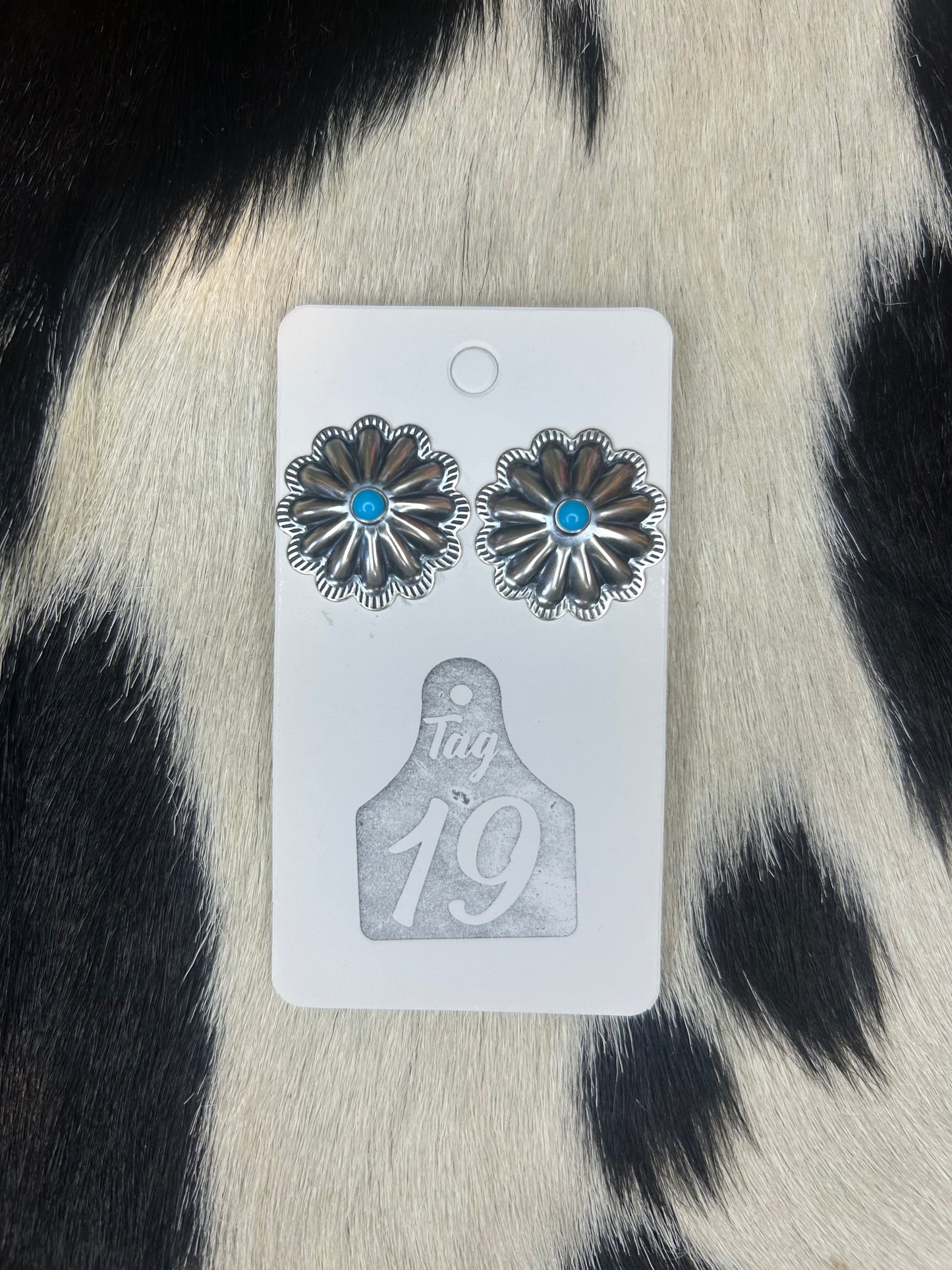 Concho Stud with Turquoise Earring