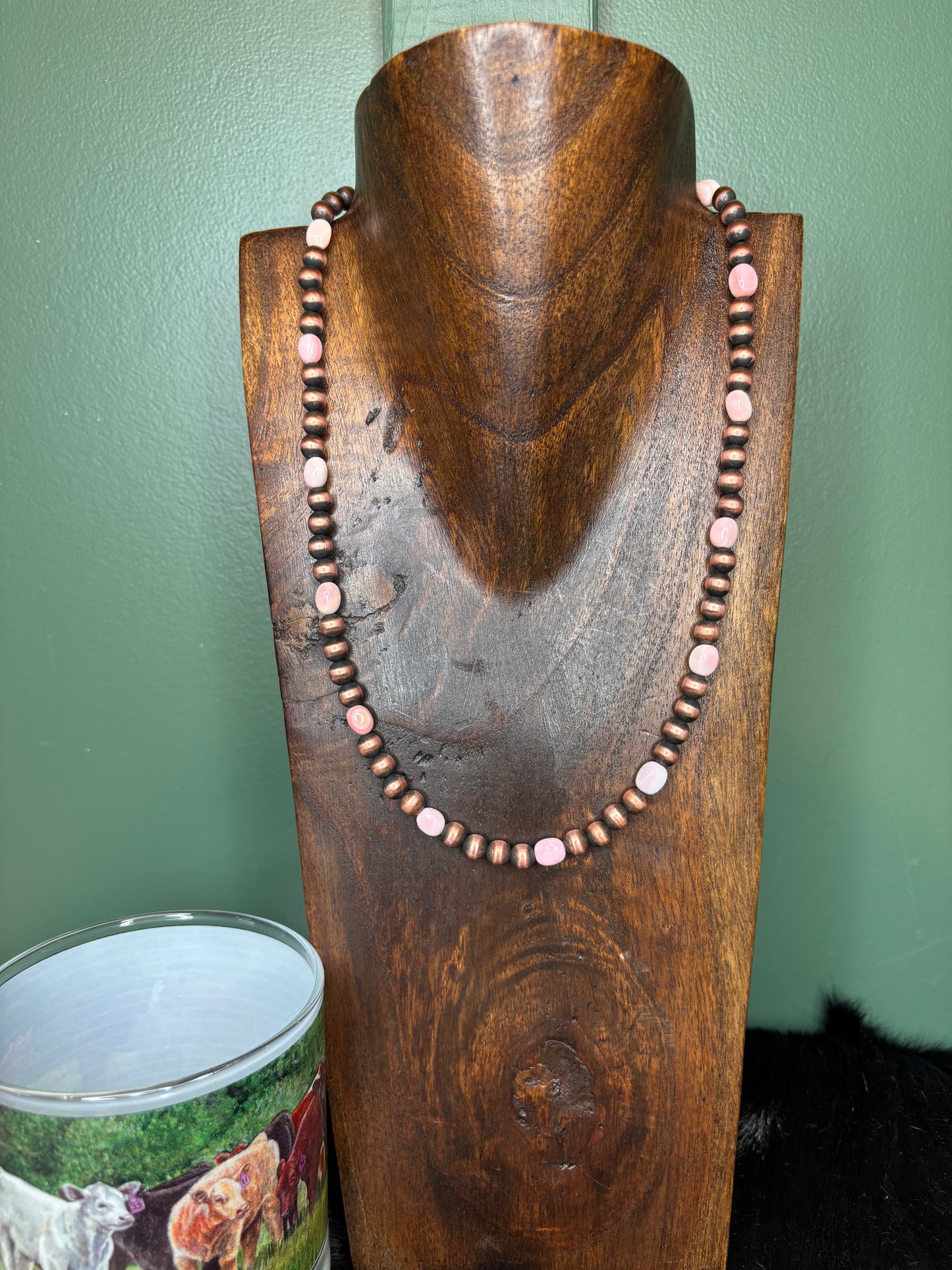 Pink Conch Copper Pearl Necklace