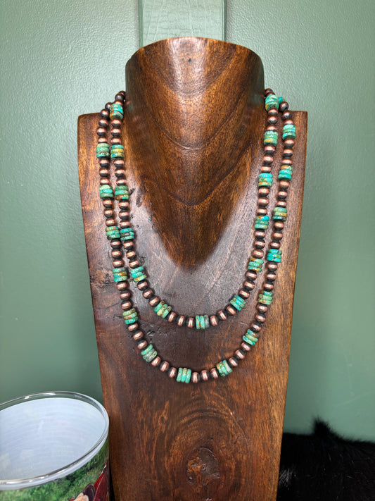 Copper Pearl Turquoise Necklace