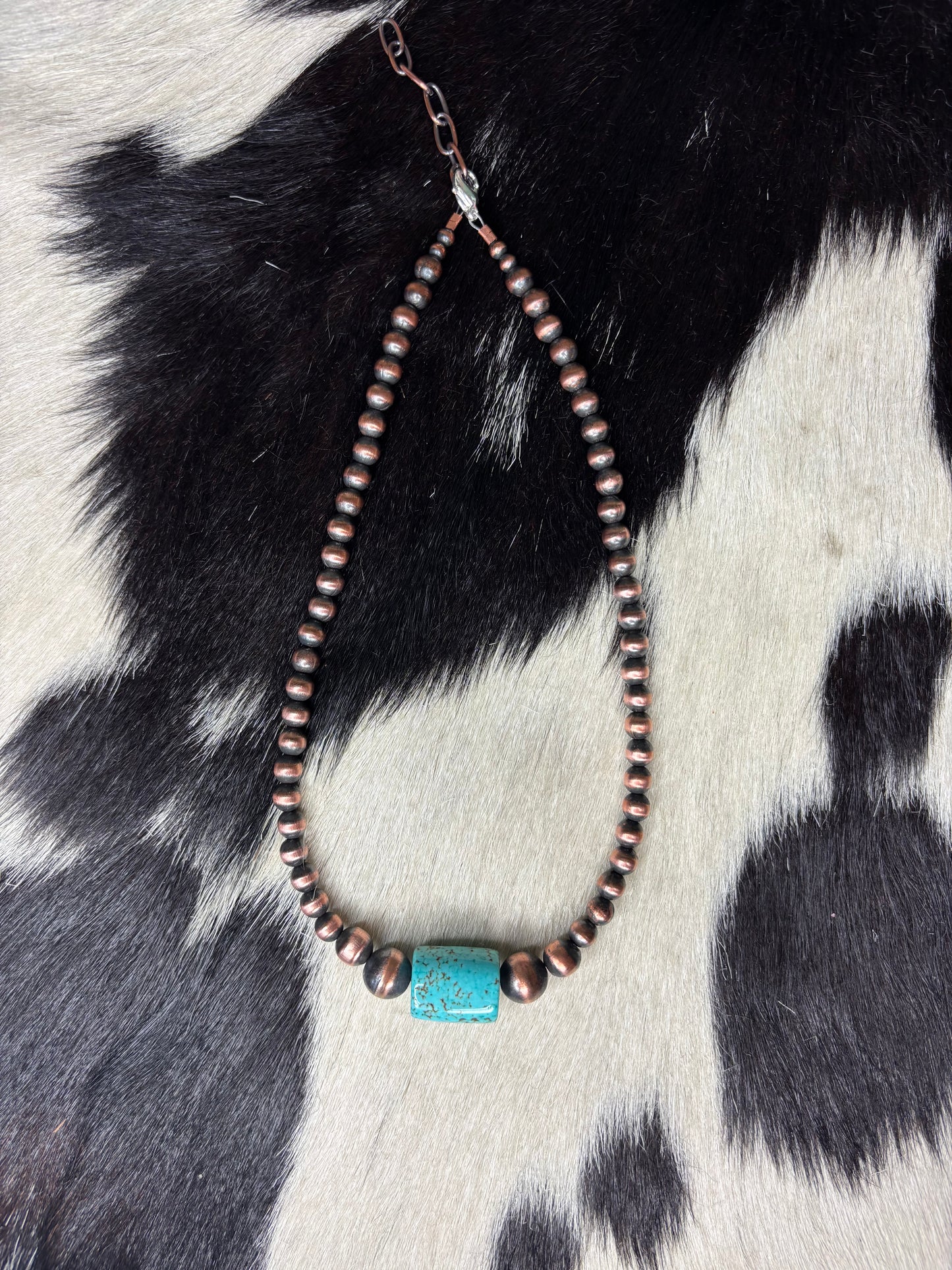 Copper Graduated Chunk Turquoise Necklace