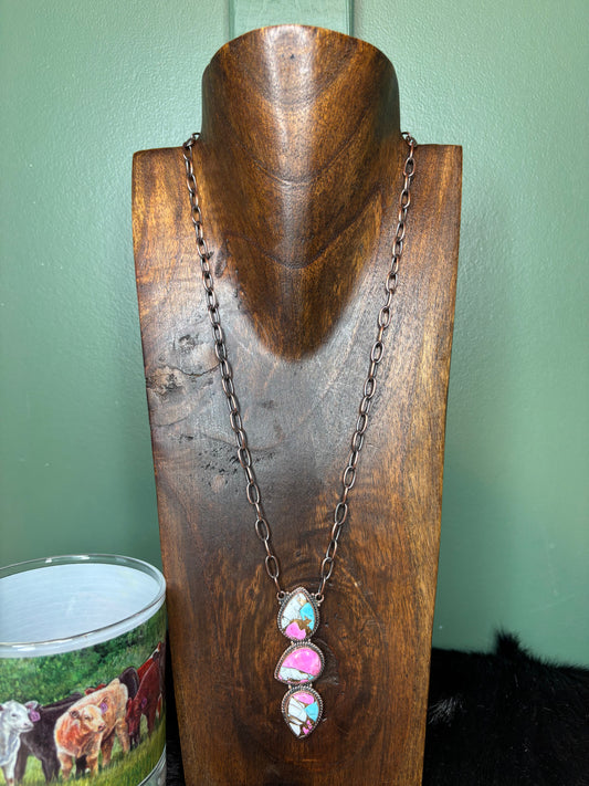 Copper Cotton Candy Drop Necklace