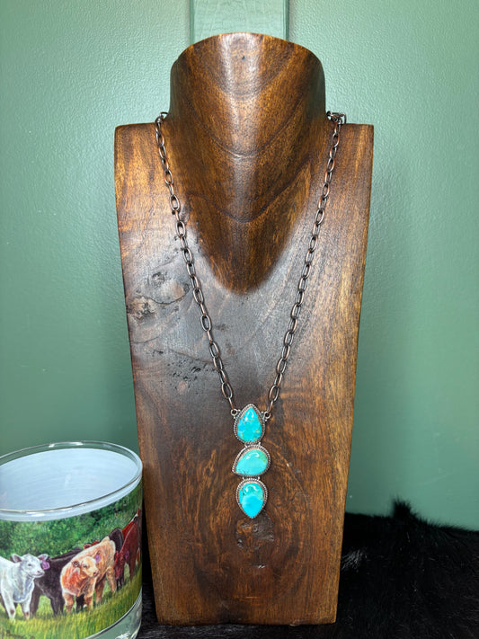 Copper Turquoise Drop Necklace