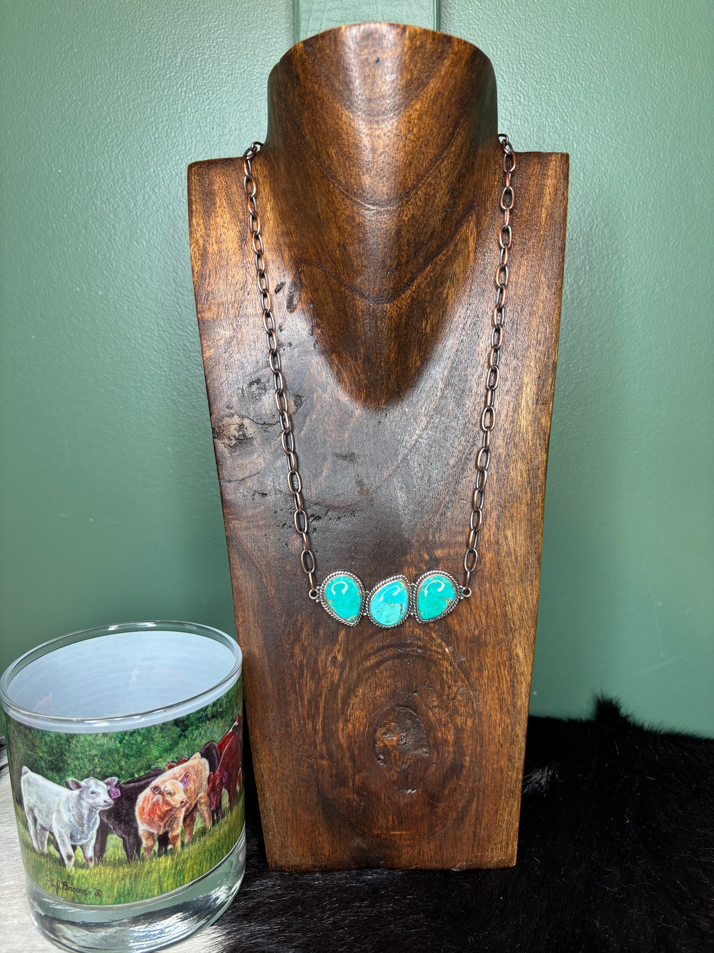Turquoise Bar Copper Necklace