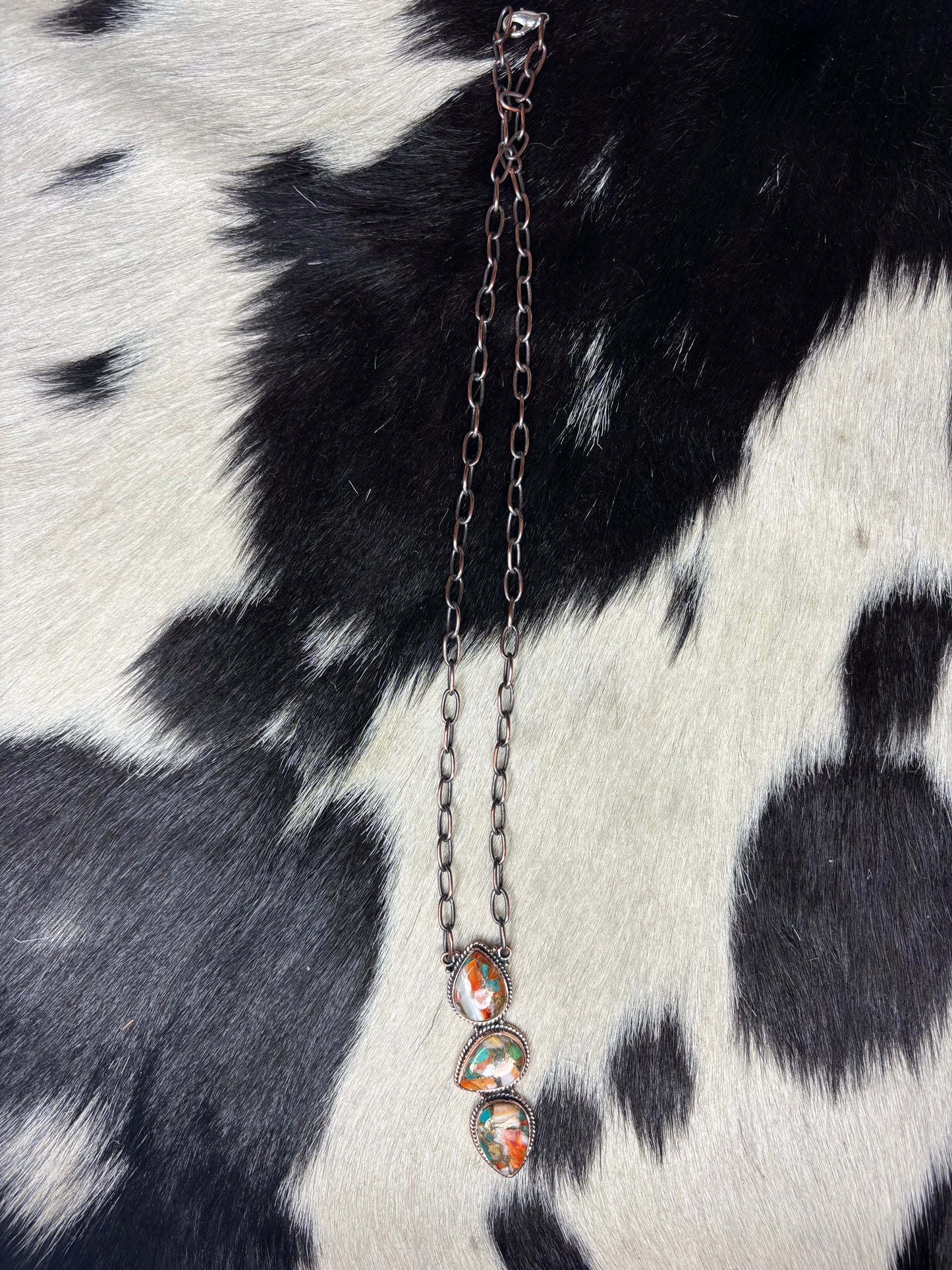 Copper Orange Spiny Drop Necklace