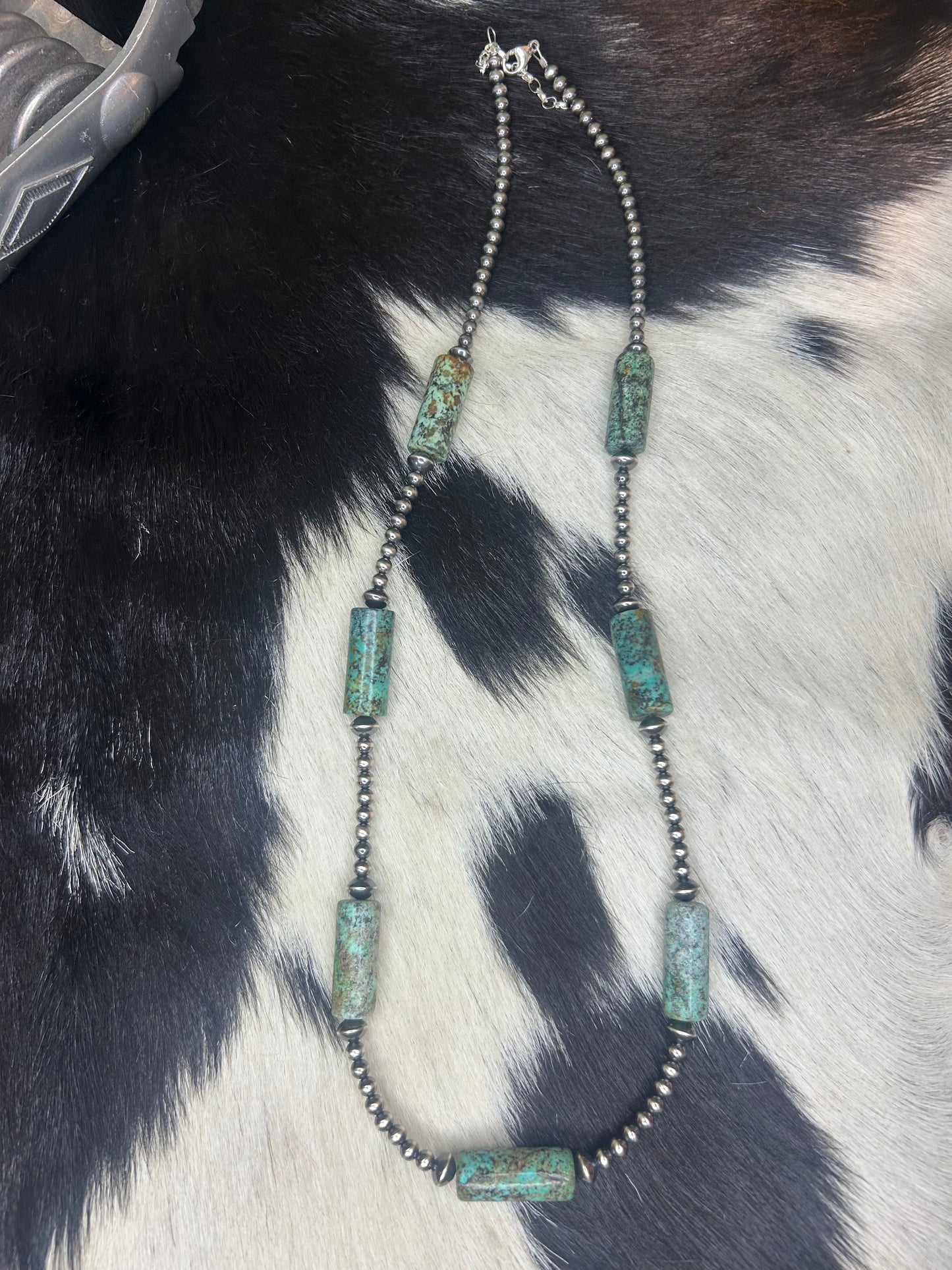 Large Turquoise Barrel Necklace