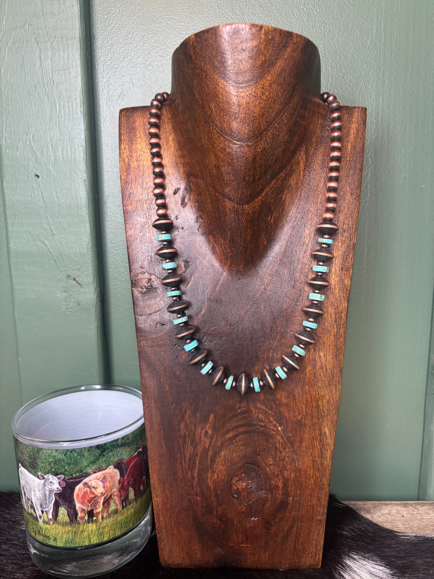 Copper Saucer Turquoise Necklace