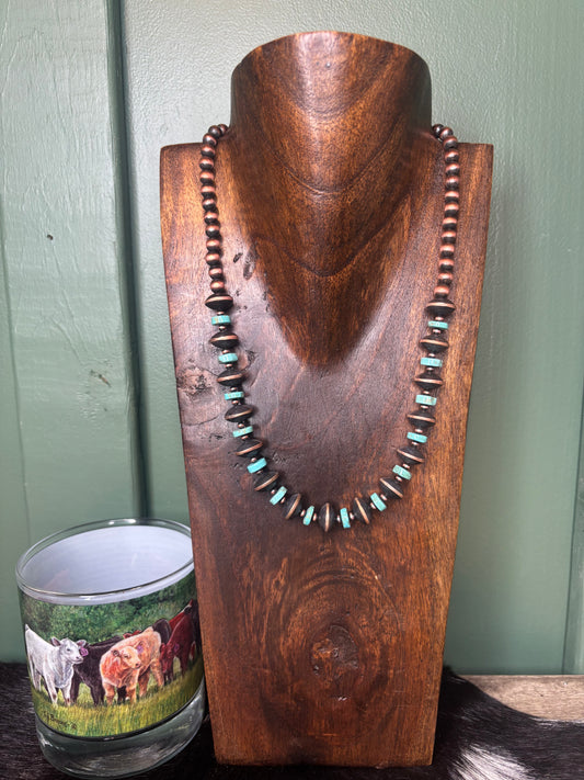 Copper Saucer Turquoise Necklace