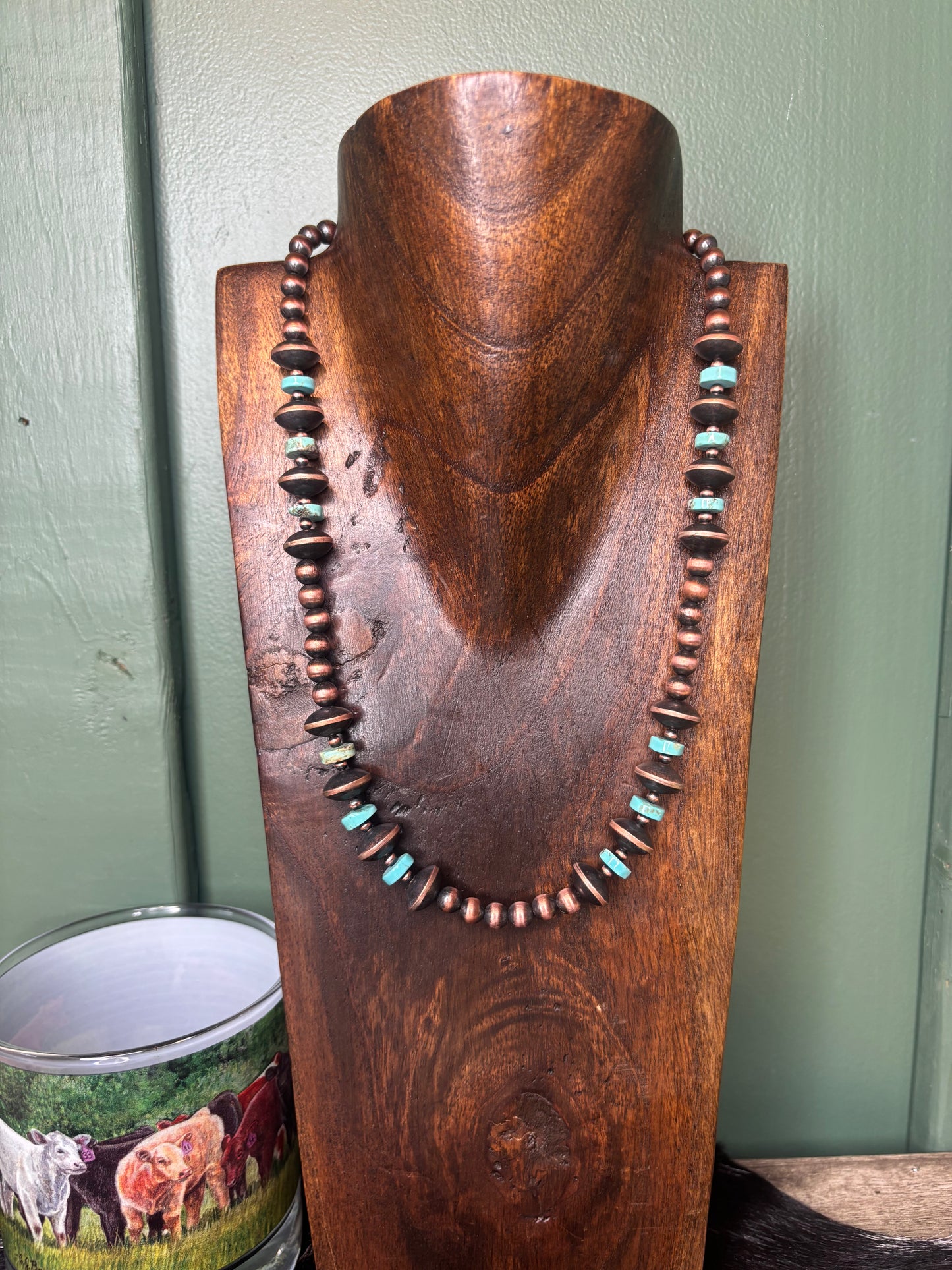 Copper Saucer Turquoise Necklace