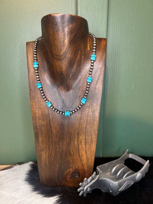 Turquoise & 5mm Pearl Necklace