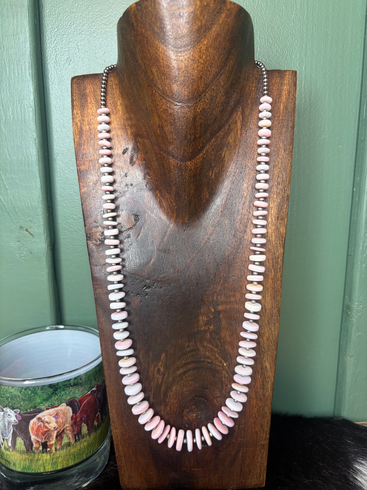 Sterling Silver Pink Conch Graduated Necklace