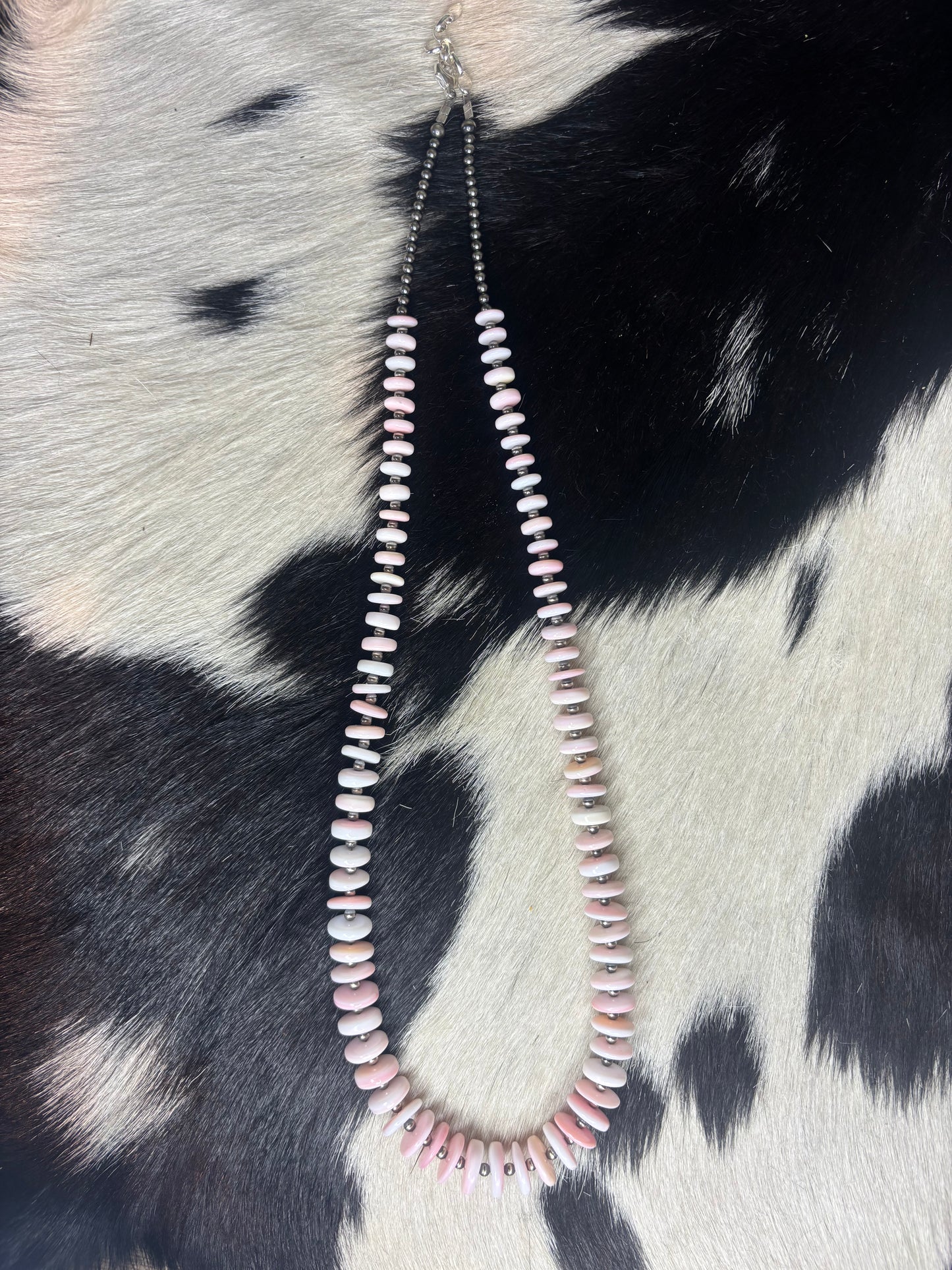 Sterling Silver Pink Conch Graduated Necklace