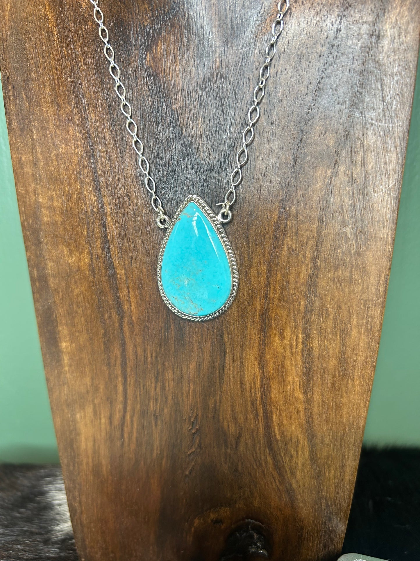 Pear Turquoise Chain Necklace