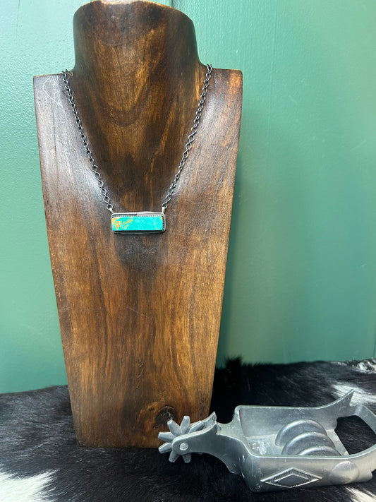 Kingman Turquoise Bar Necklace