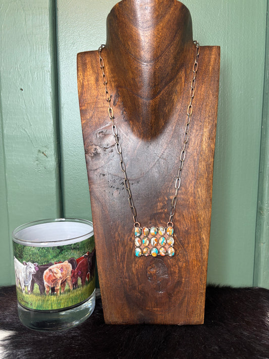 Copper Orange Spiny Bar Necklace