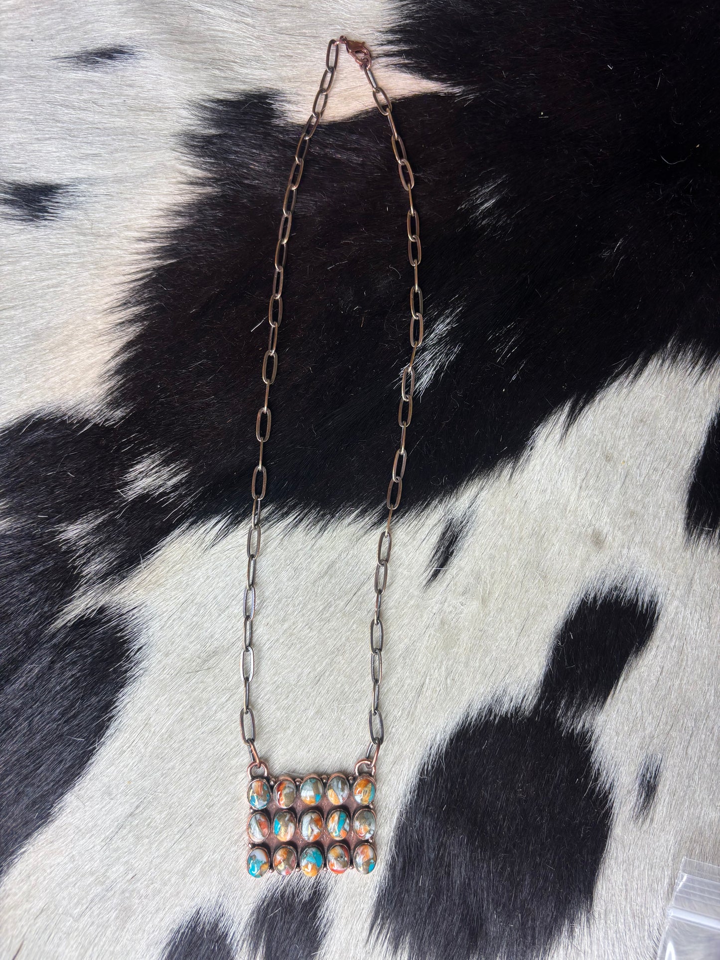 Copper Orange Spiny Bar Necklace