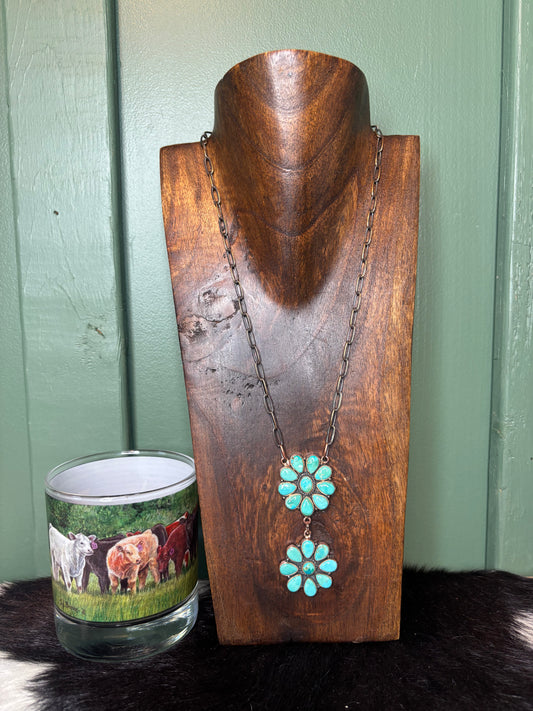 Copper Turquoise Cluster Necklace