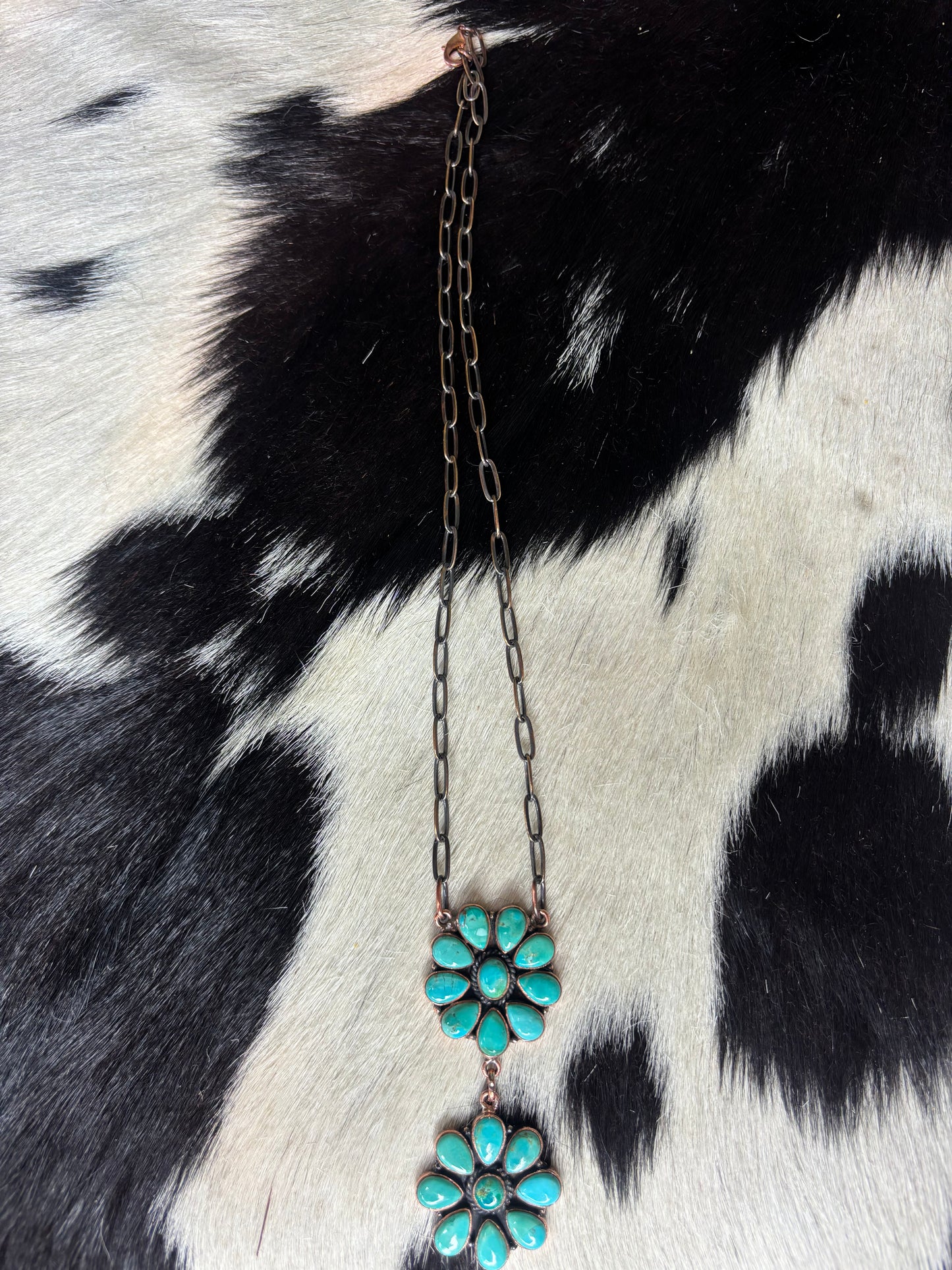 Copper Turquoise Cluster Necklace