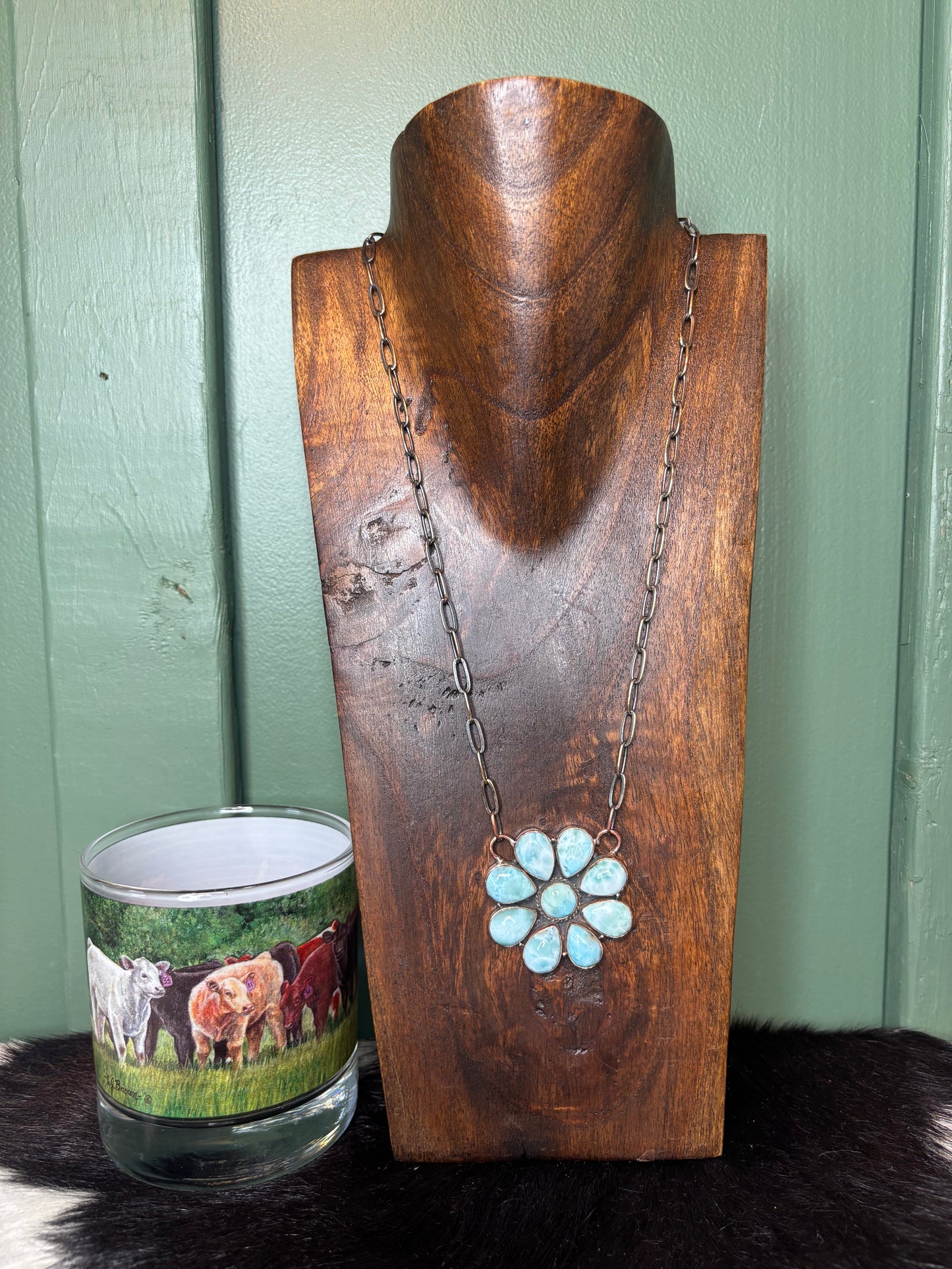 Copper Turquoise Cluster Necklace