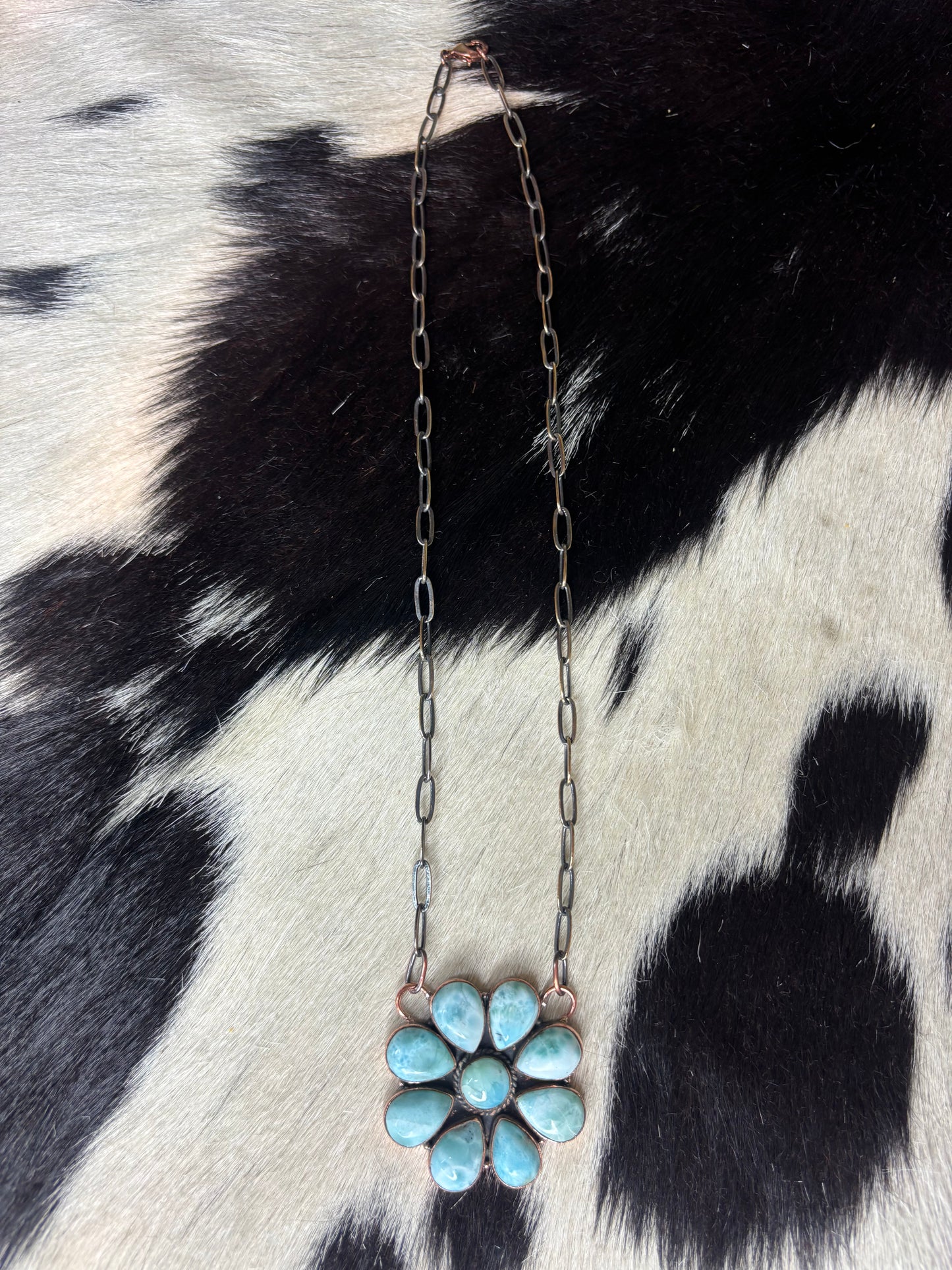 Copper Turquoise Cluster Necklace