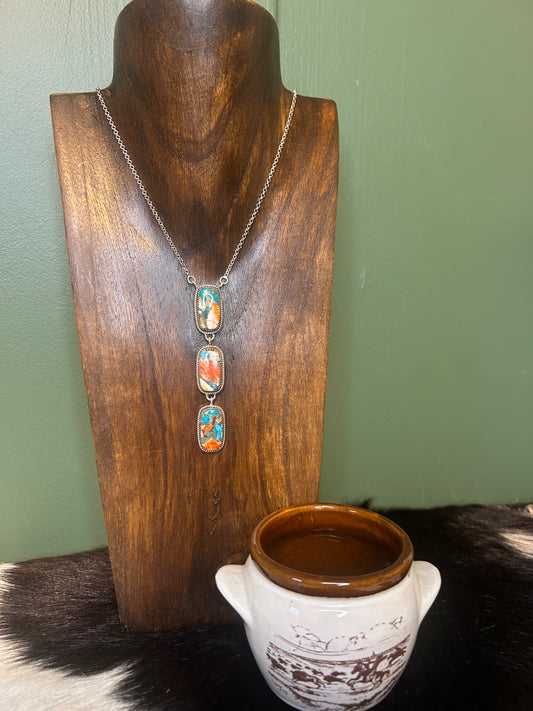 Spiny Turquoise Lariat Necklace