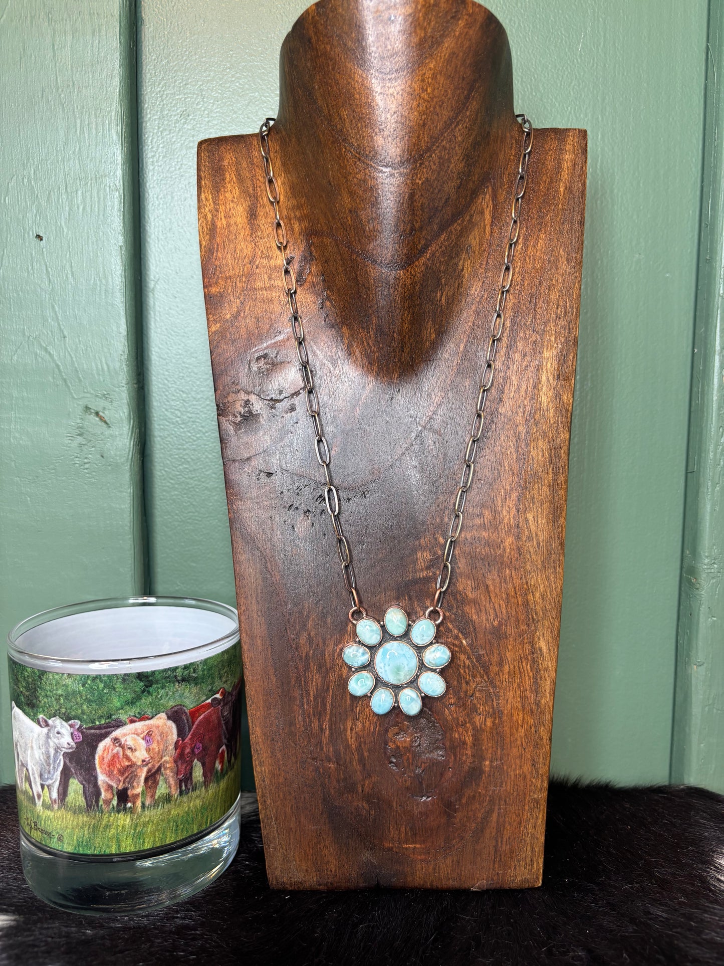 Copper Turquoise Cluster Necklace