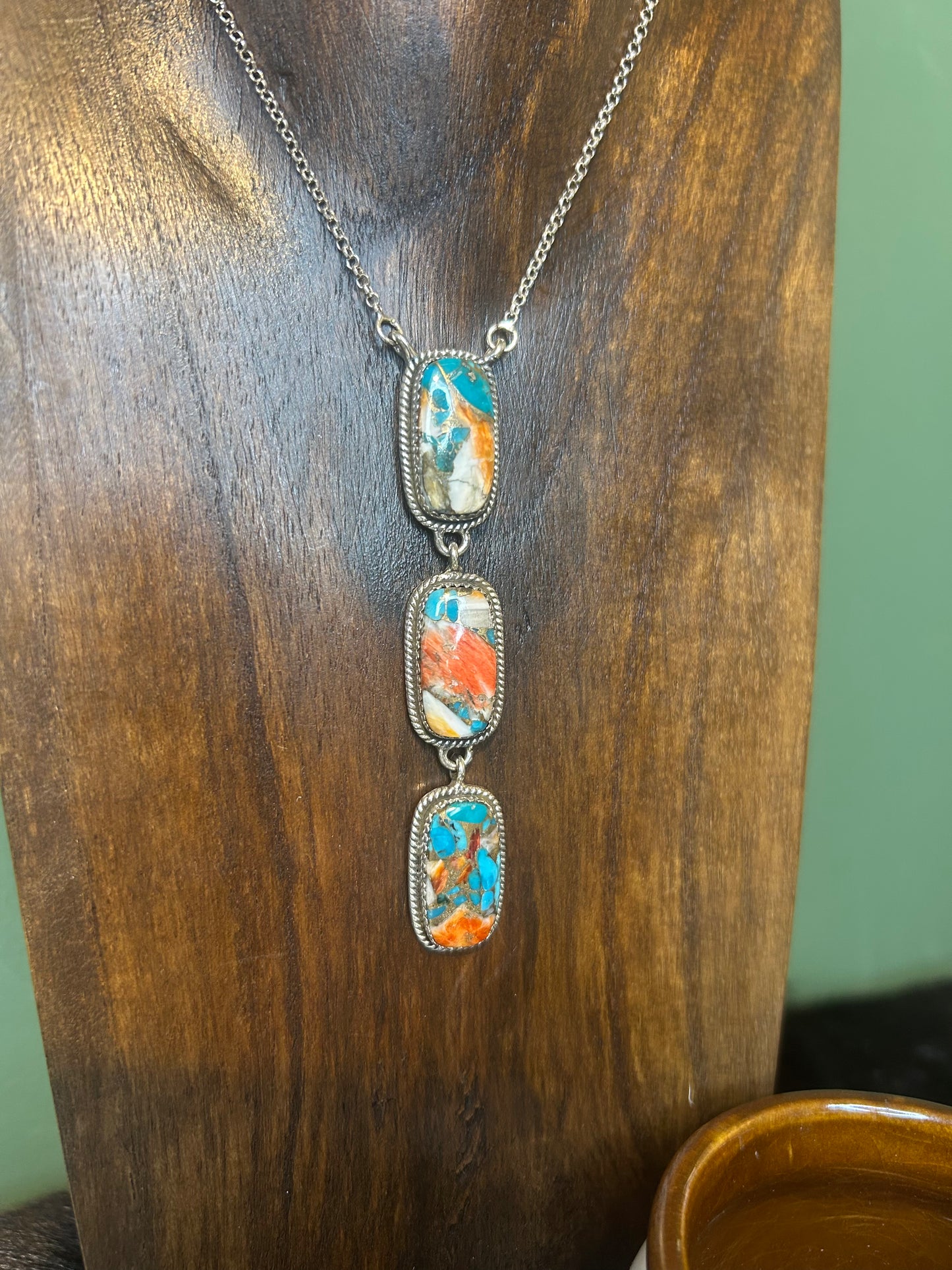 Spiny Turquoise Lariat Necklace
