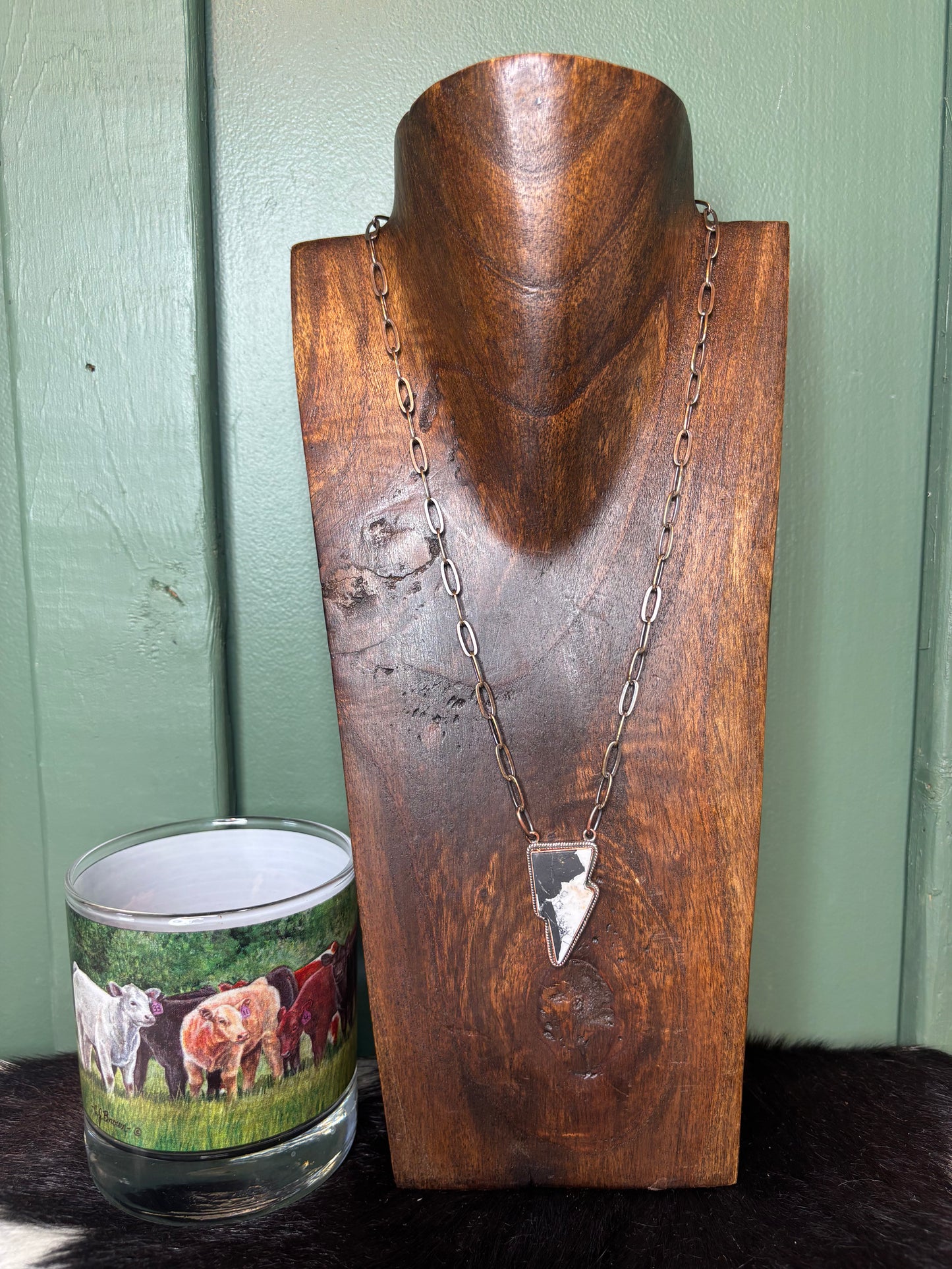 Copper White Buffalo Lighting Bolt Necklace