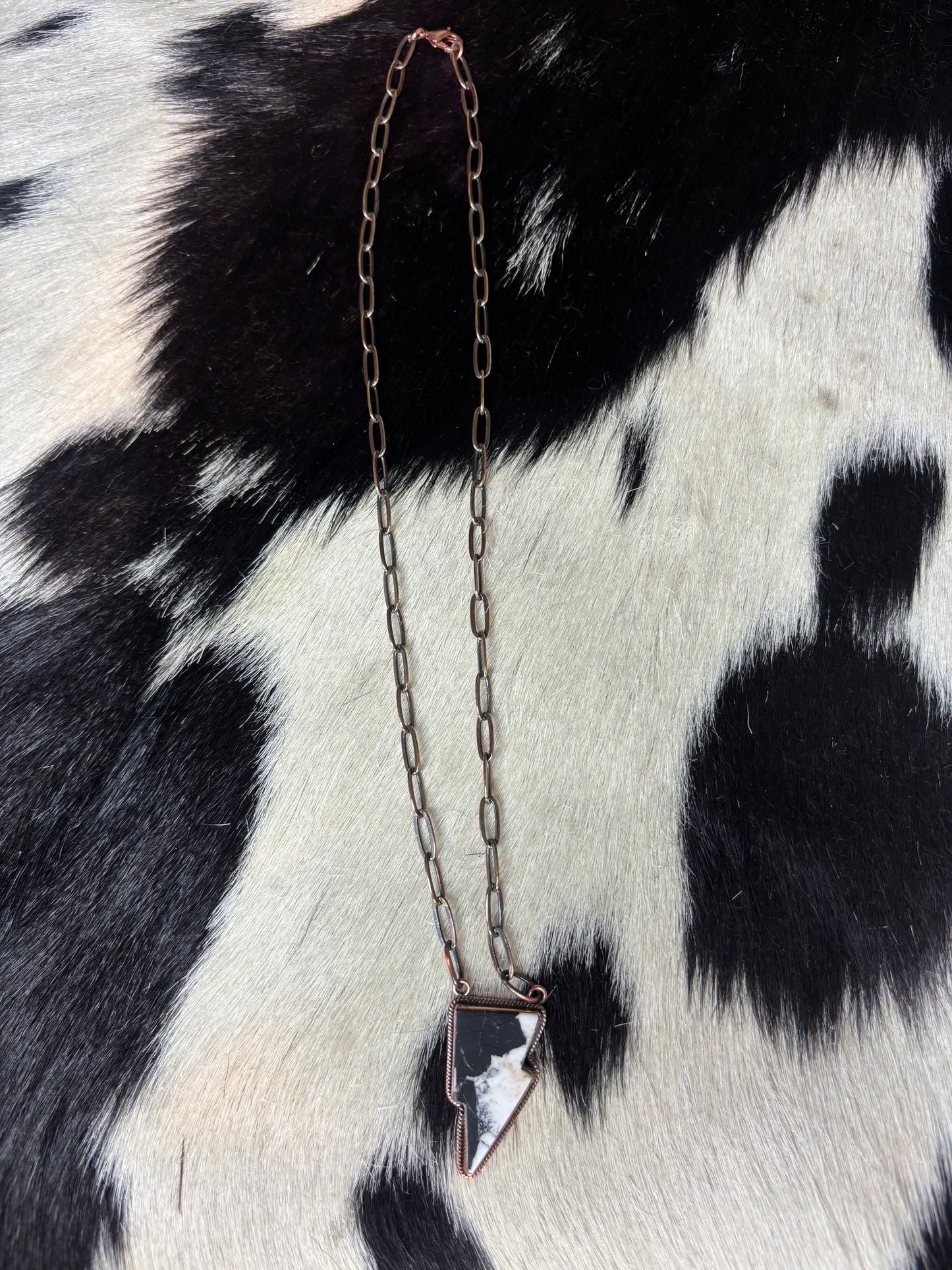 Copper White Buffalo Lighting Bolt Necklace