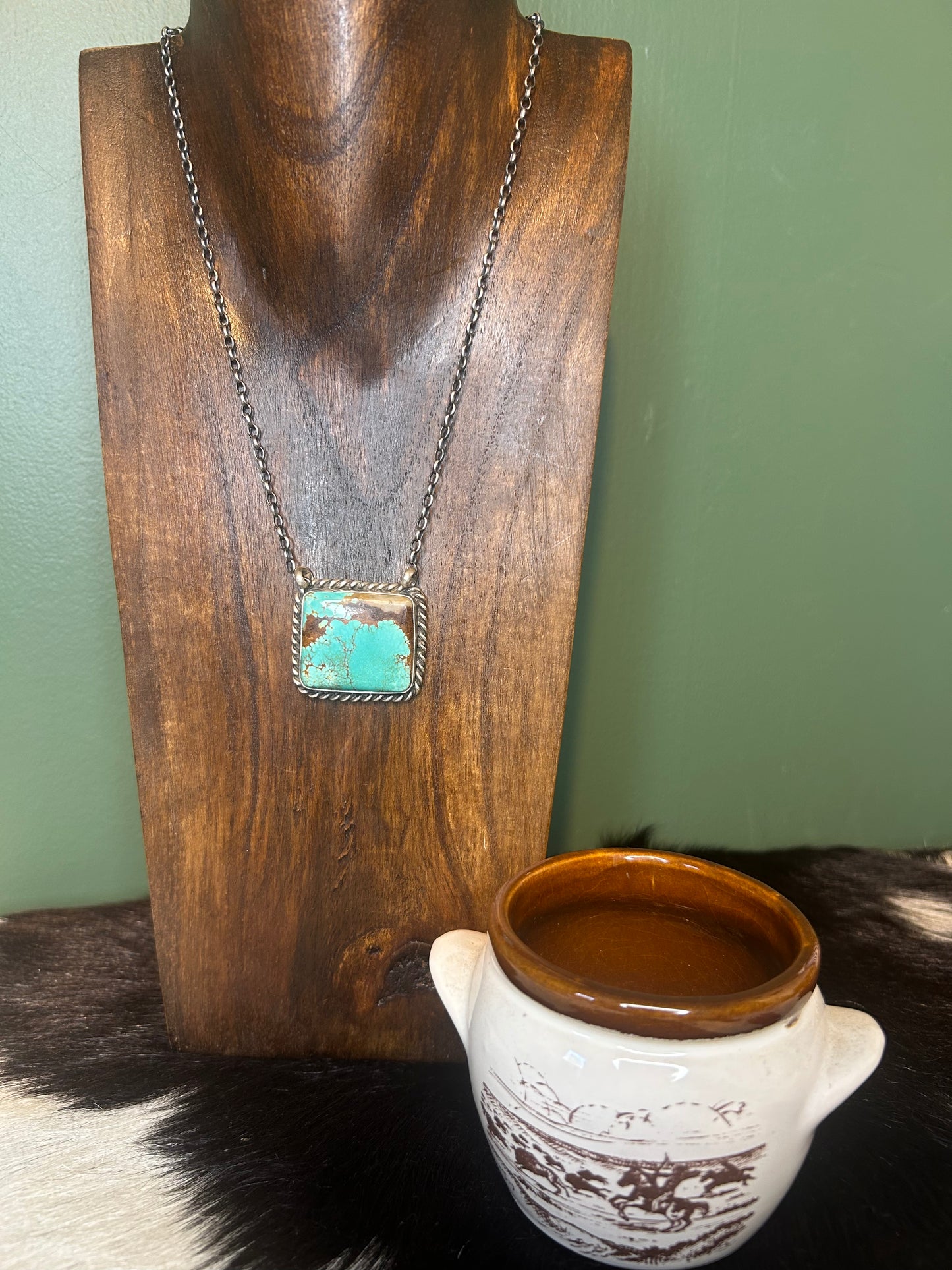 Native Made Square Turquoise Necklace