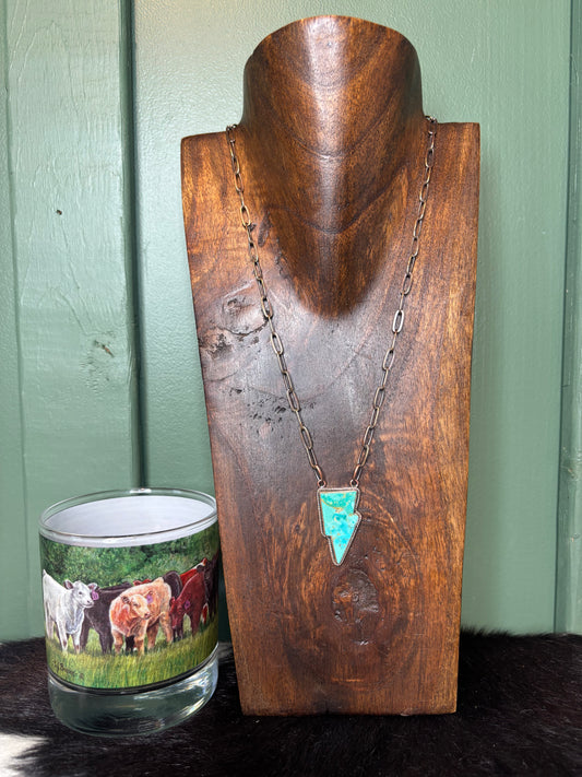 Copper Turquoise Lighting Bolt Necklace