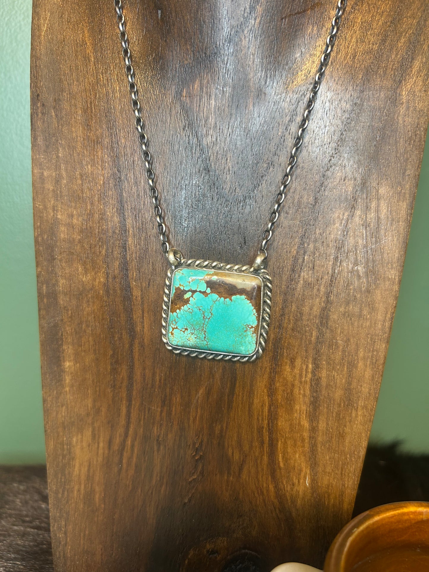 Native Made Square Turquoise Necklace