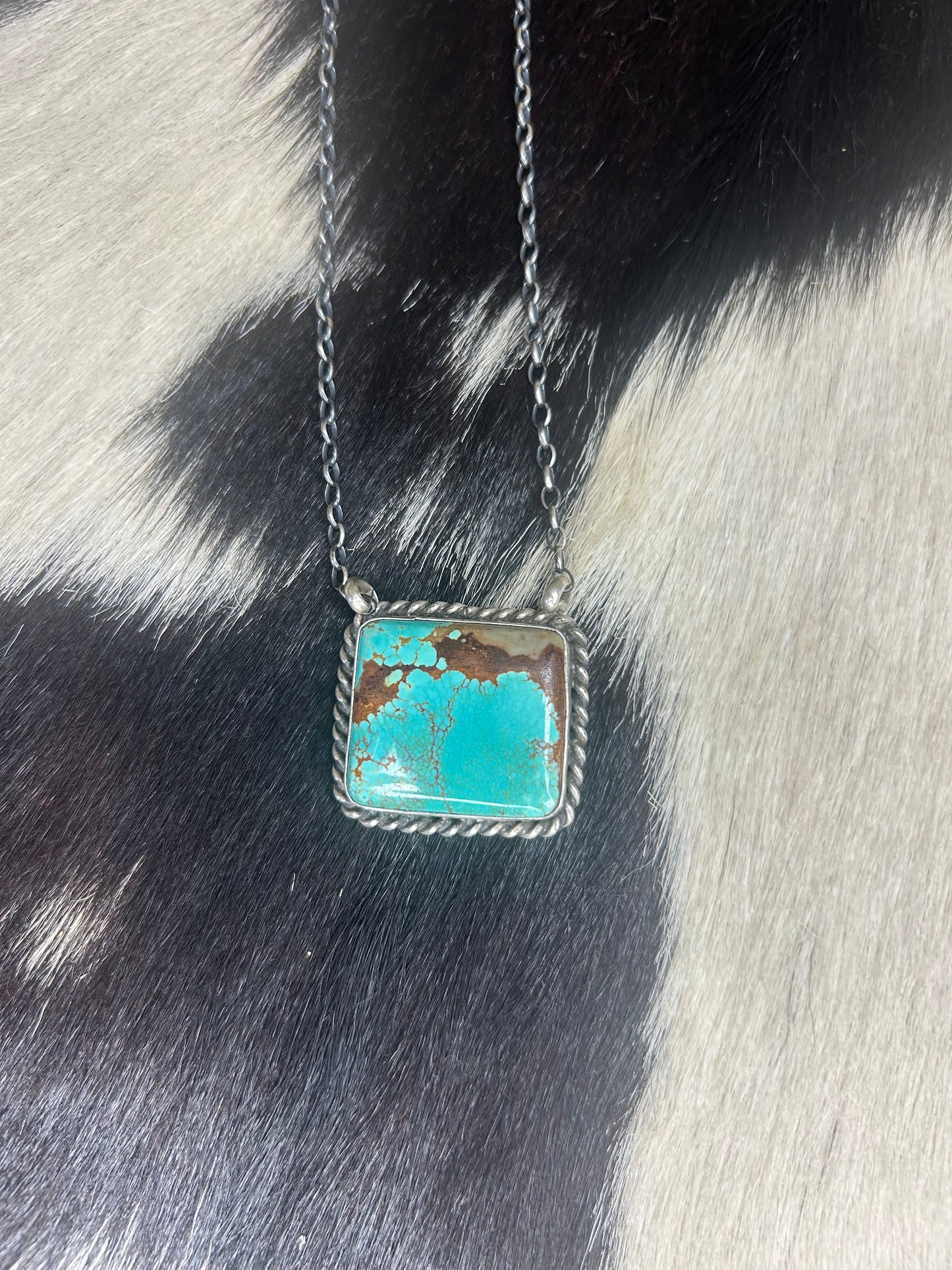 Native Made Square Turquoise Necklace