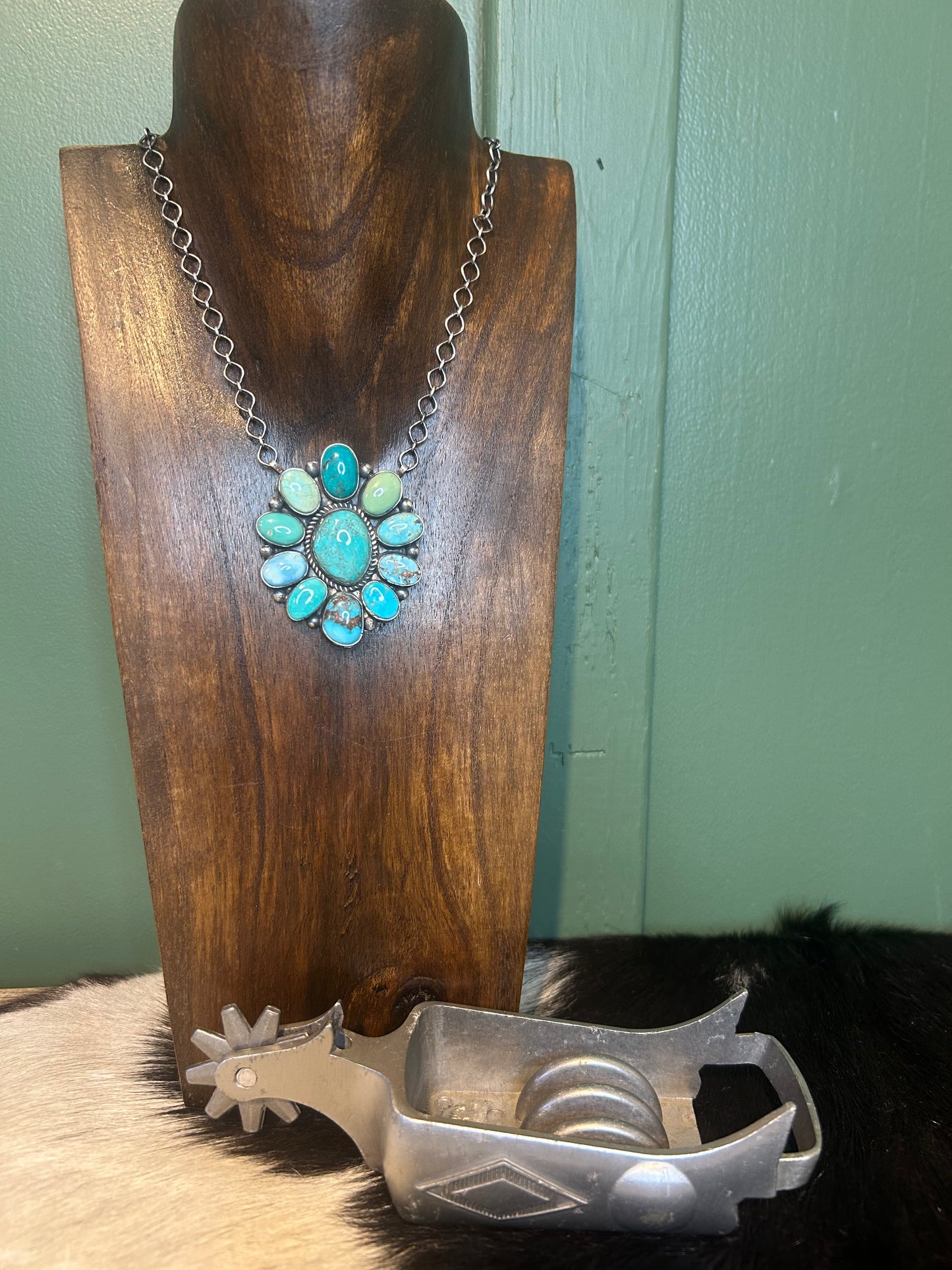 Native Made Multi Stone Turquoise Cluster Necklace