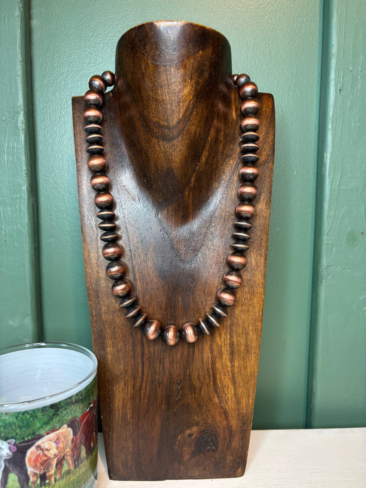 12mm Copper Pearls & Saucers Necklace