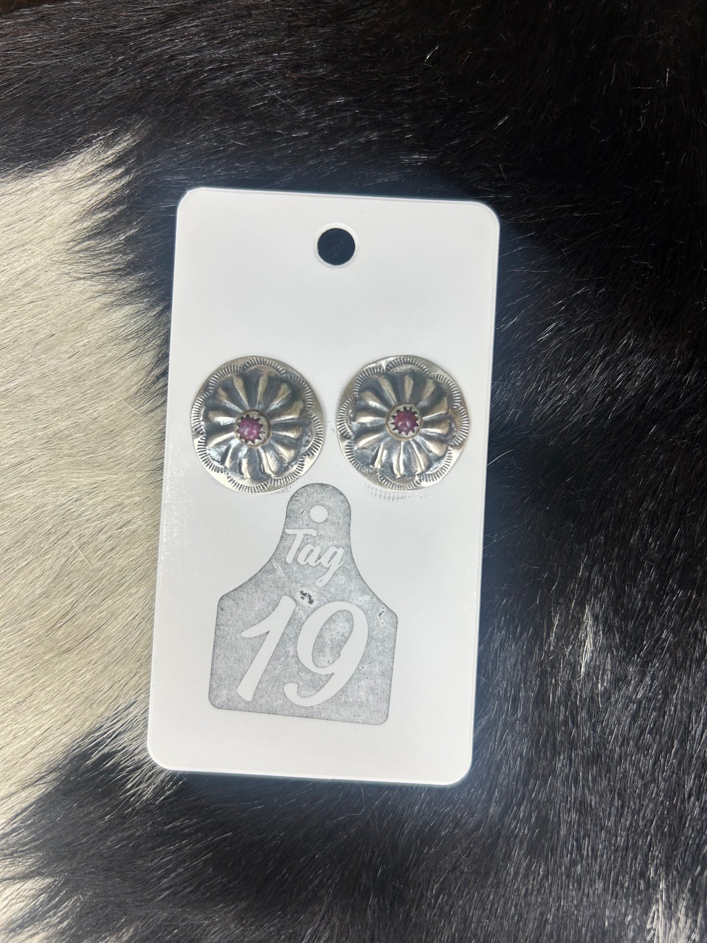 Purple Spiny Concho Stud Earrings