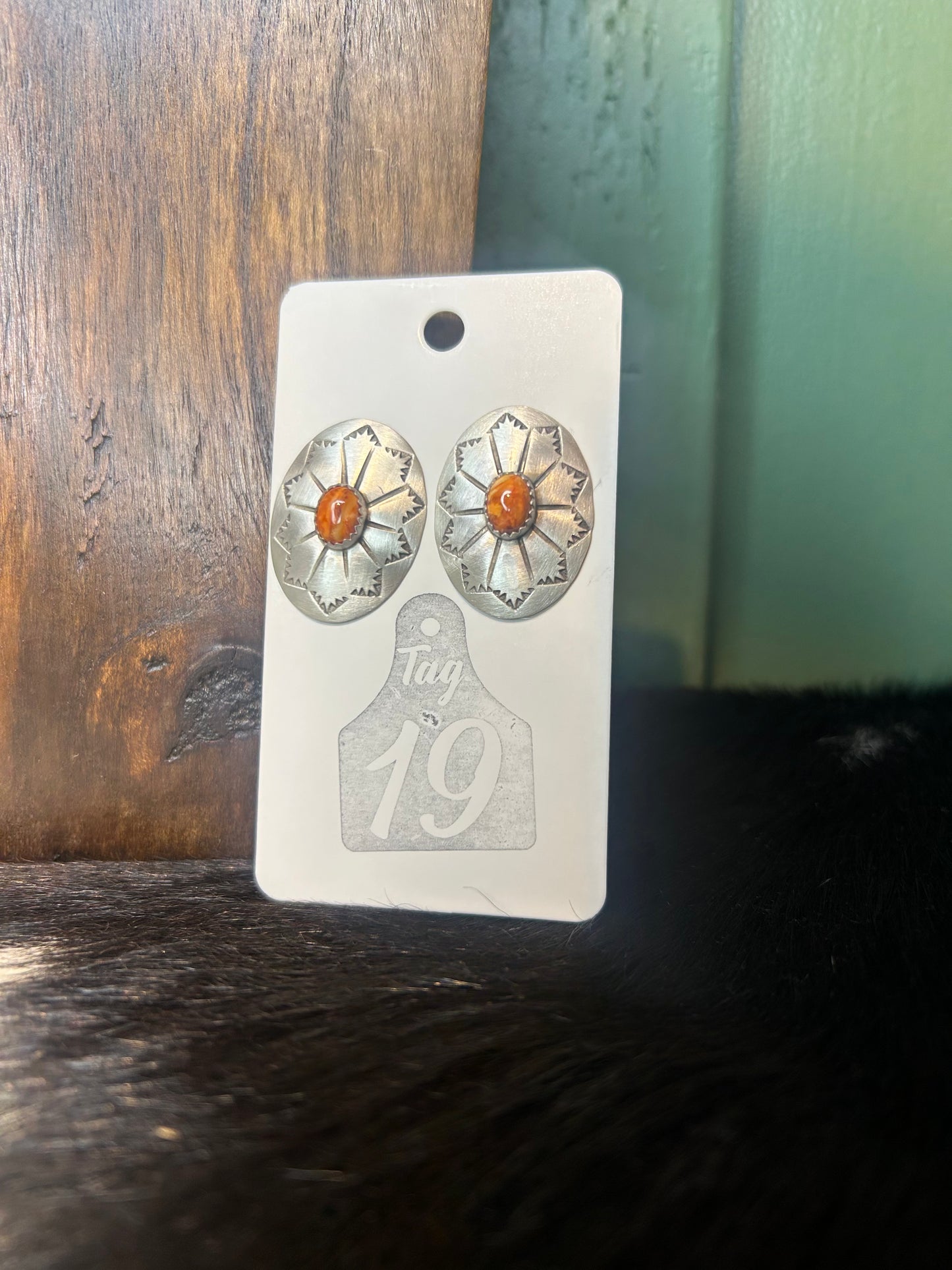 Orange Spiny Concho Stud