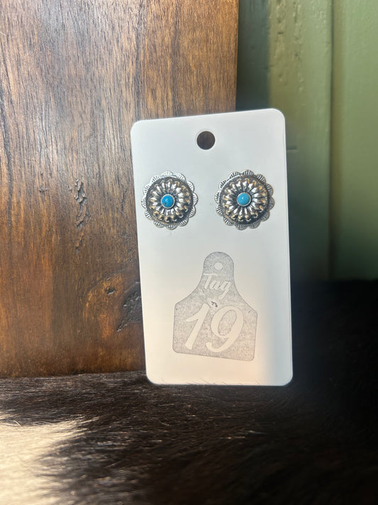 Everyday Concho Turquoise Studs