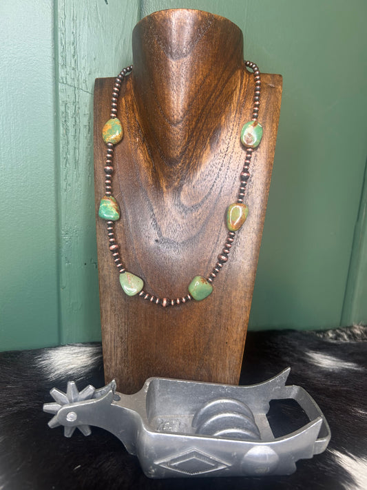 Copper Peal & Turquoise Nugget Necklace