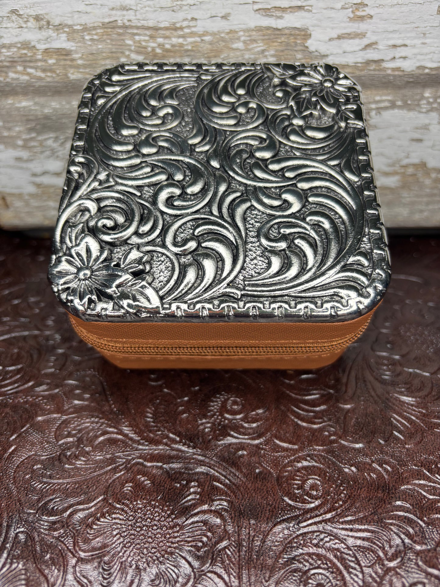 Metal Tooled Jewelry Box