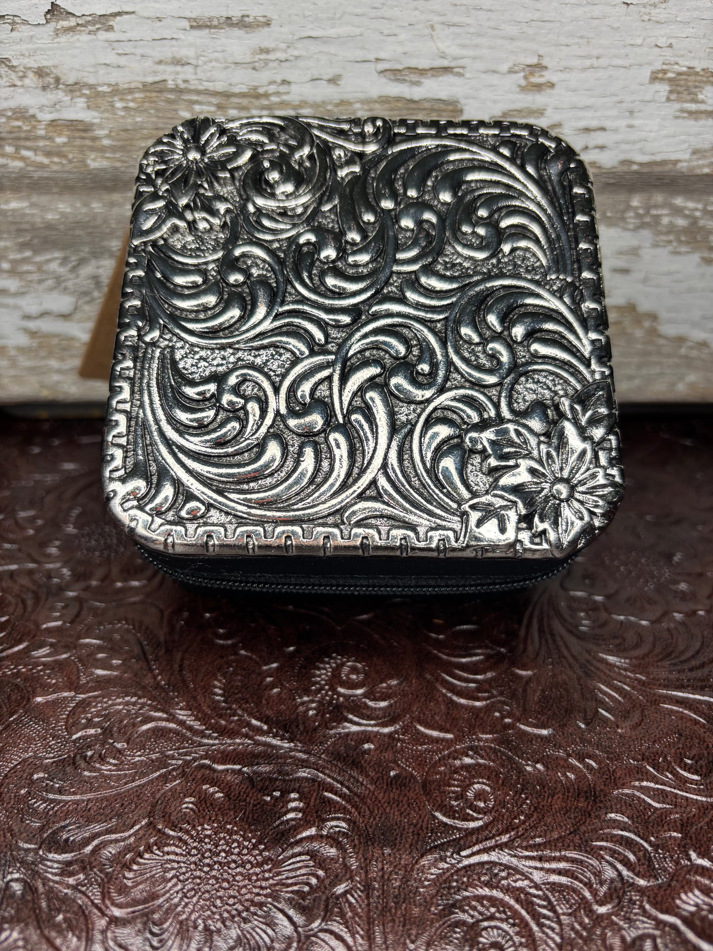 Metal Tooled Jewelry Box