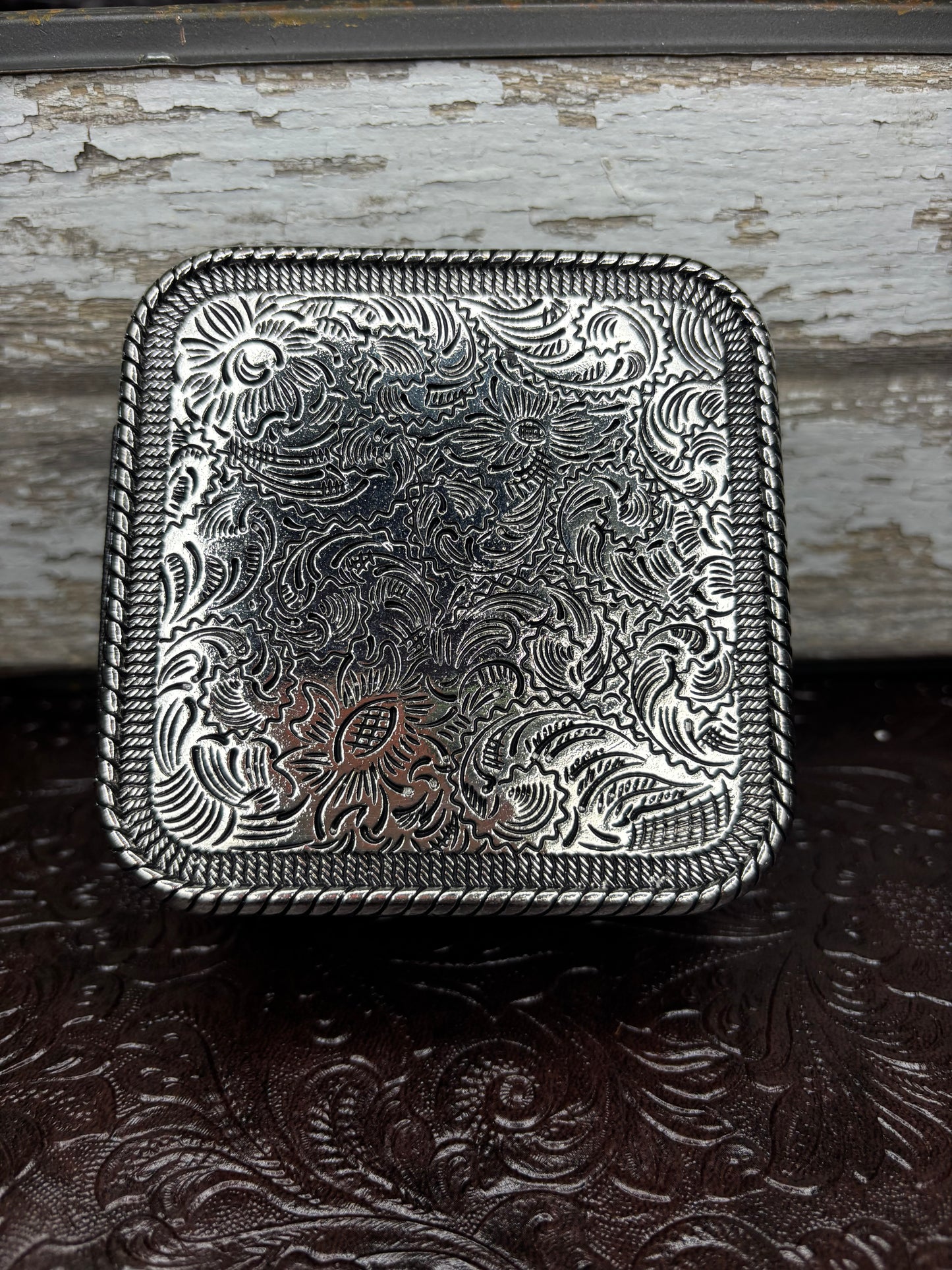 Metal Tooled Jewelry Box