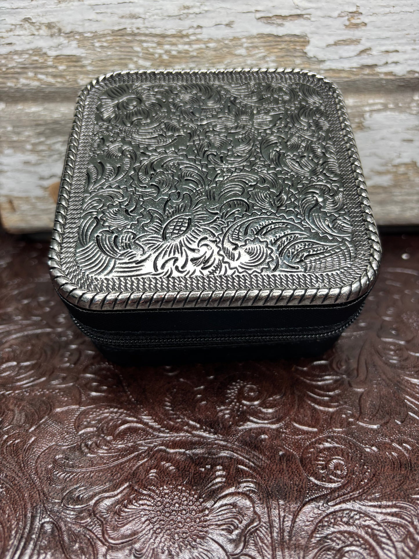 Metal Tooled Jewelry Box