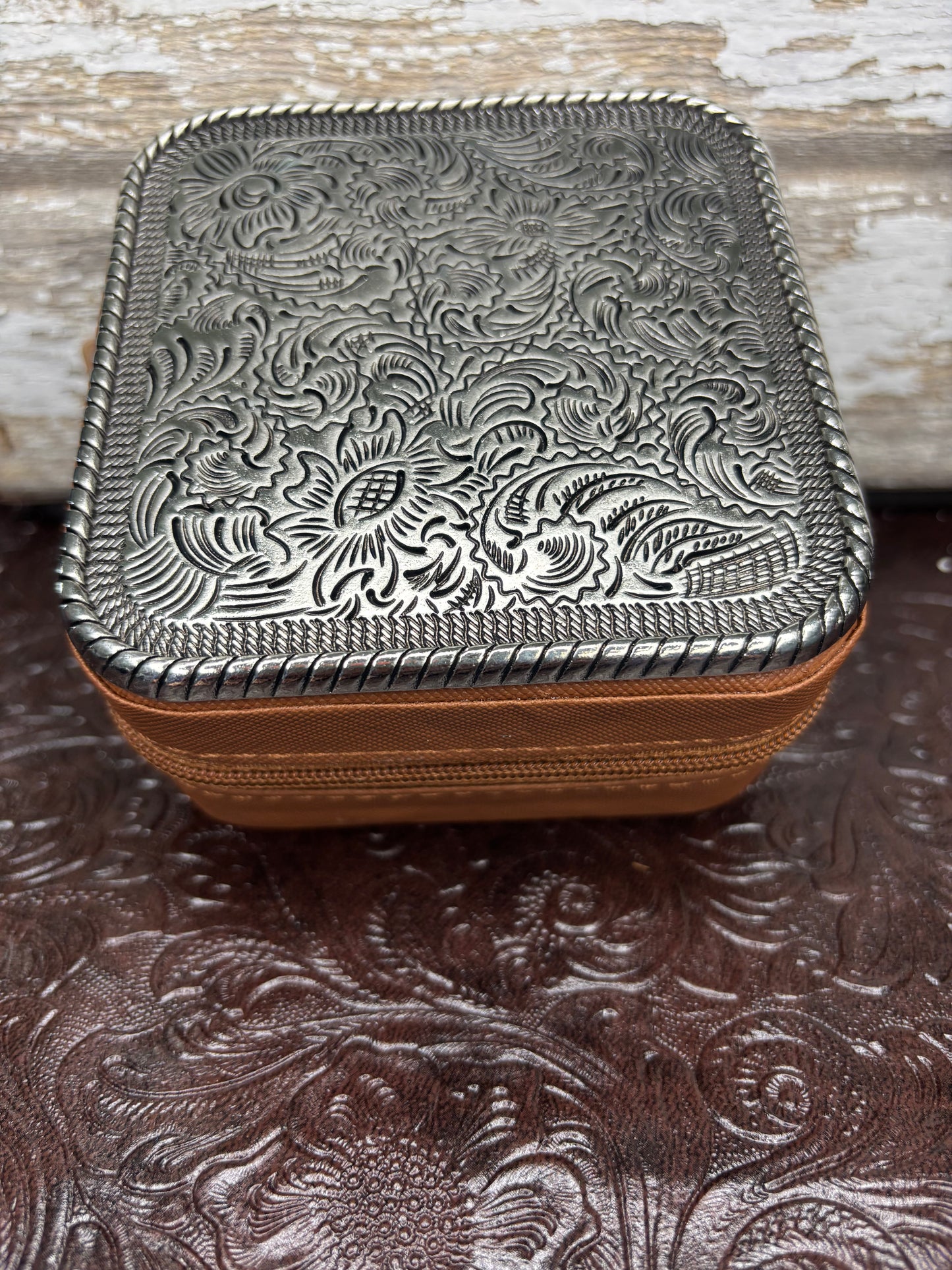 Metal Tooled Jewelry Box