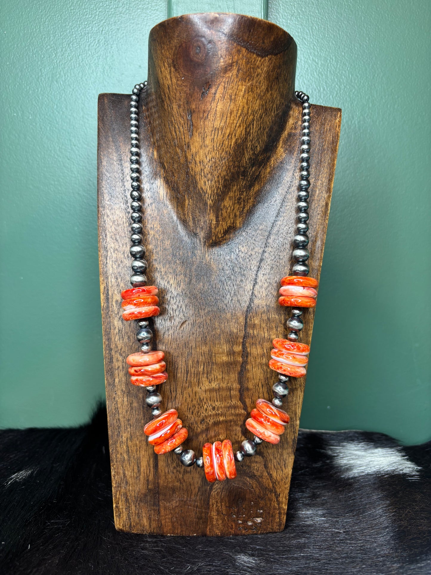 Sterling Silver Orange Spiny Necklace
