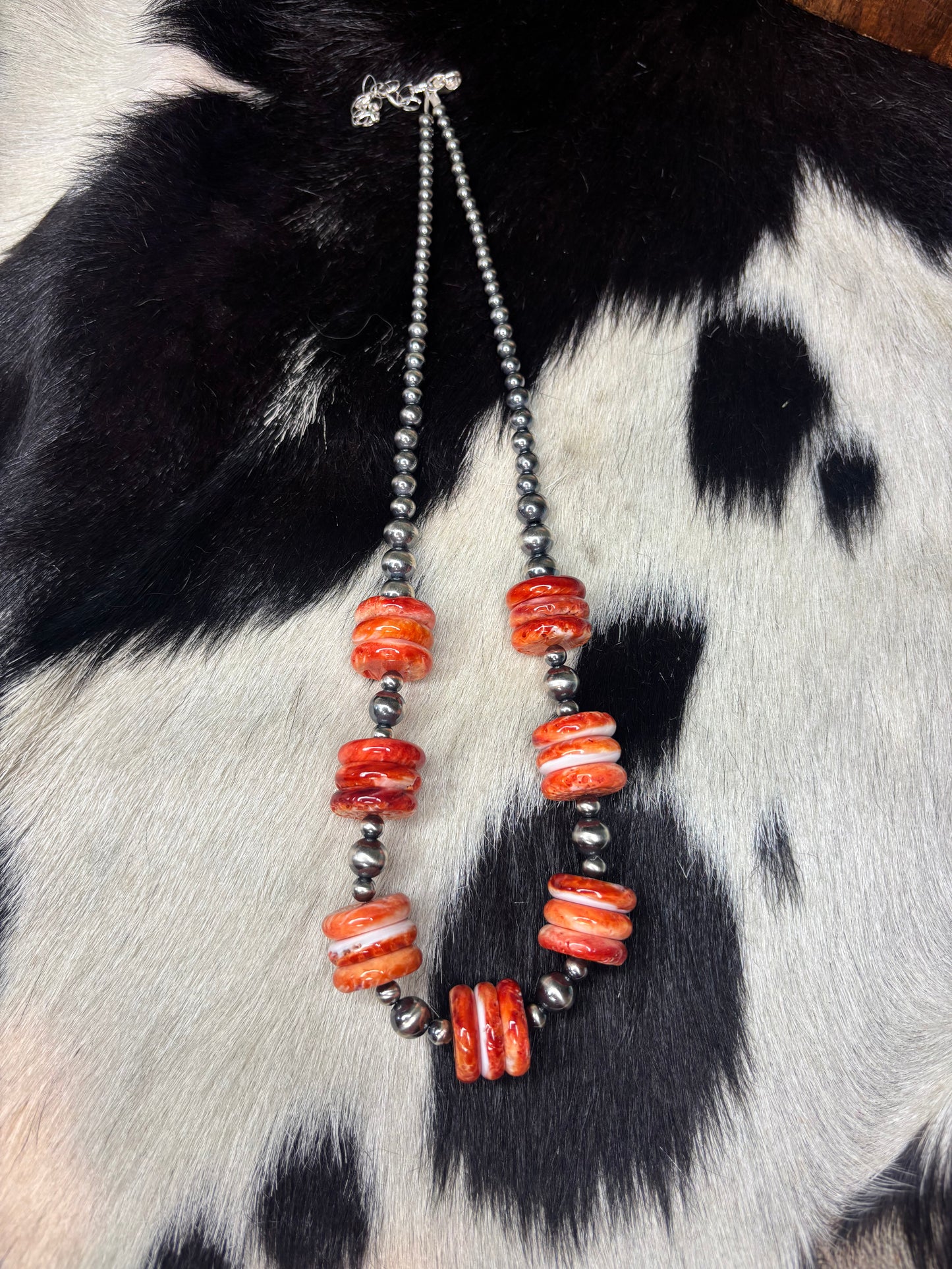Sterling Silver Orange Spiny Necklace