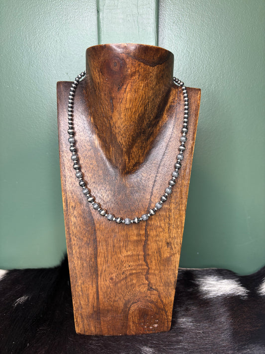 Sterling Silver Corrugated Pearls Necklace