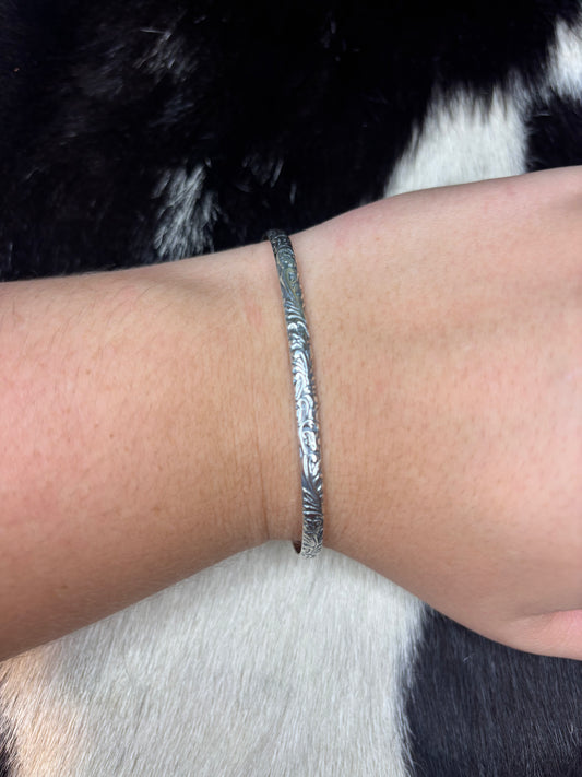 Tooled Floral Sterling Silver Cuff