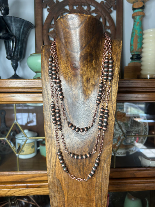 8mm Copper Pearl & Cable Chain Necklace